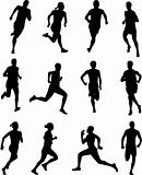 people running silhouettes