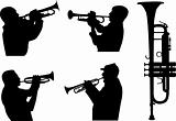 trumpet players silhouettes