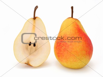 Whole and half pear