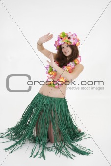 Teenage girl dressed as Hula Girl