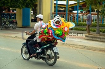 Motor cyclist & friend,  Saigon Vietnam