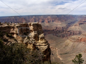 View of the Grand canyon showing tourists