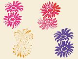 4 Grunge Flower Stamps