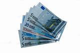 Euro banknotes isolated on white background