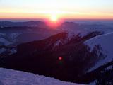 sunset in mountain in winter