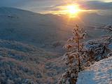 sunset in mountain in winter