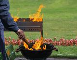 Barbecue grills and flame