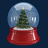 christmas tree in a snow globe