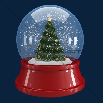 christmas tree in a snow globe
