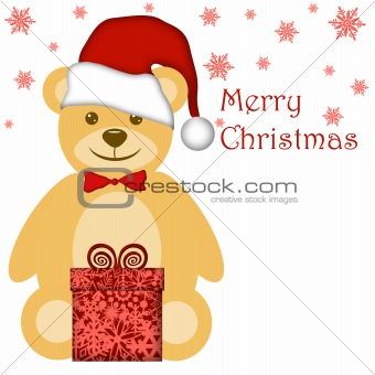 Christmas Teddy Bear with Red Santa Hat