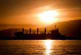 Merchant Ship in the Sunset