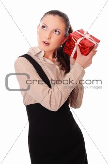 office girl with gift