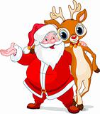 Santa and his reindeer Rudolf