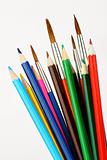 Colored pencils, watercolors