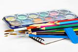 Colored pencils, watercolors