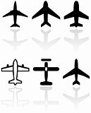 Airplane symbol vector set.