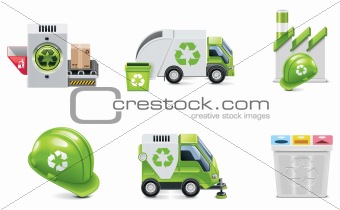 Vector trash recycling icon set
