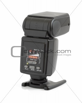 external flash on a white background