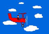 flying red plane - vector