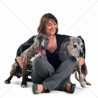 woman and dogs