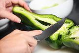 Cutting green pepper