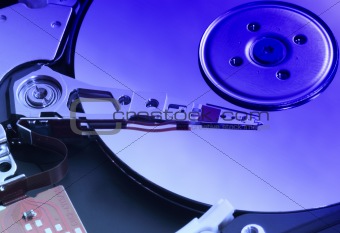 Opened hard disk drive