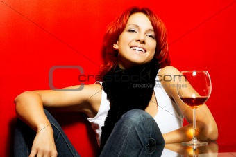 portrait of the beautiful redhead woman 