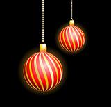Two Christmas red spheres