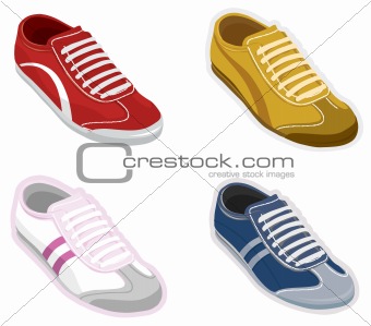Set sport shoes, sneakers. Vector