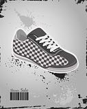 Sport shoes, sneakers on vector grey background