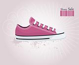 Shoes, sneakers on floral. Vector illustration