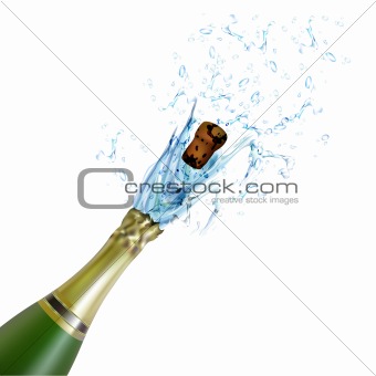 explosion of champagne bottle cork