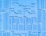Stock Market Newspaper Background with Charts Bluetone and Blurred