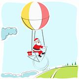 santa flying in parachute