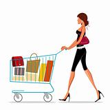 shopping lady with trolley
