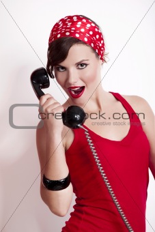 Girl with a vintage phone