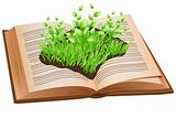 grass on open book