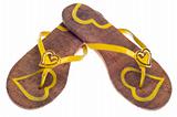 Yellow Flip Flop Sandals with Hearts