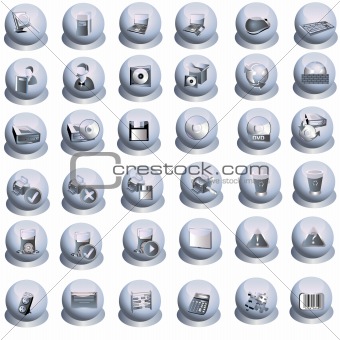 Grey interface icons set