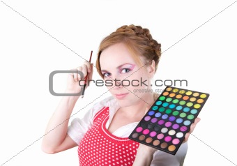 Girl with cosmetics