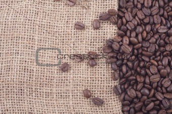 coffee beans on jute