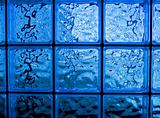 Abstract of a Blue-tone Glass Block Window Frame