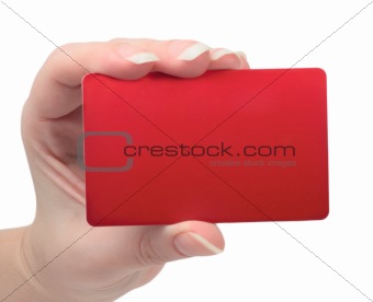 Template business cards in his hand