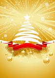 Gold Christmas Card with Christmas Tree