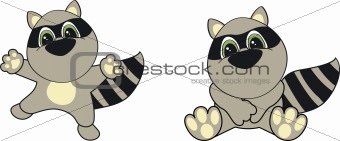 raccoon cartoon set pack