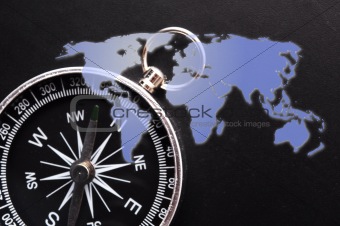 compass and world map