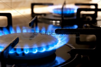 Gas stove. Closeup