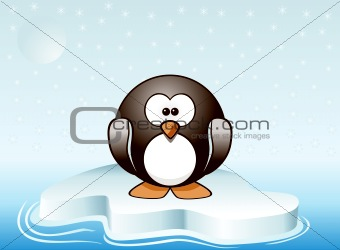 Image illustration of cute penguin standing on iceberg