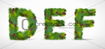 DEF, vector christmas tree font