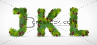 JKL, vector christmas tree font